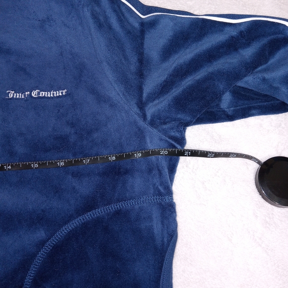 Juicy Couture Velour Full Zip Track Jacket Womens XXL Navy Blue Y2K(fits Like L) - Picture 9 of 12